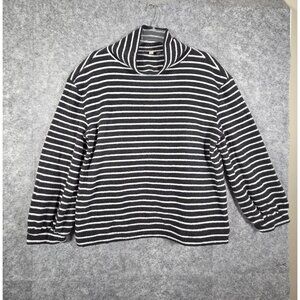 Loft Women's Long Sleeve Pullover Sweater Striped blue white Size XXL